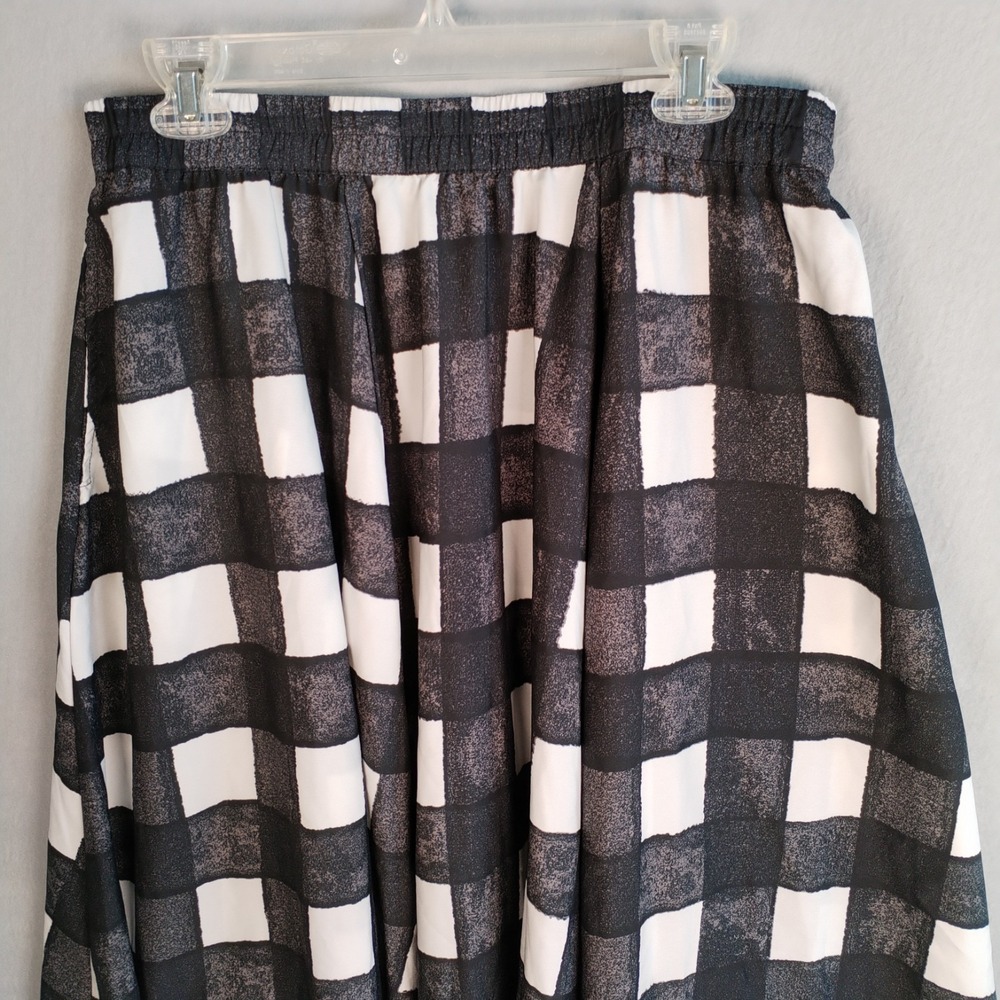 Cato Est. 1946 Black White Buffalo Check Plaid‎ Maxi Skirt Large Elastic Waist - Picture 4 of 8